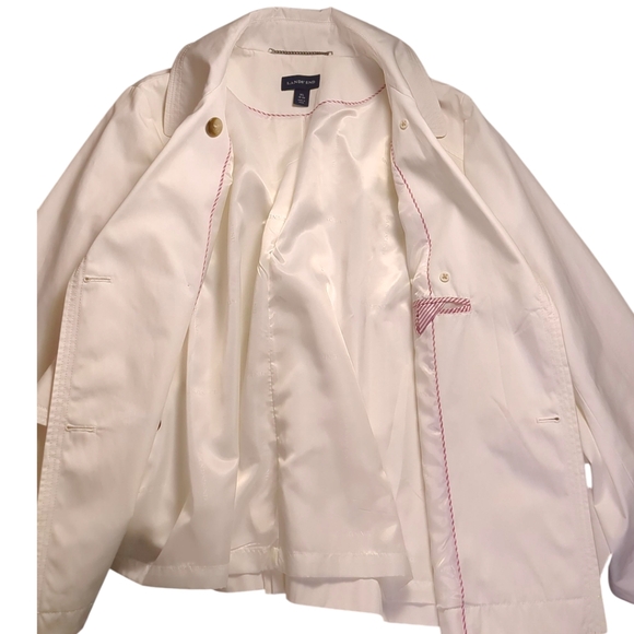 Land End Cropped Trench Rain Jacket Ivory Double Breasted SZ XL - Picture 5 of 8